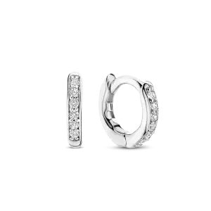 Orecchini a Cerchio in Argento 925 placcati Platino e Zirconi