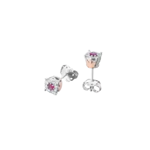 Orecchini Angelo in Oro Rosa con Diamanti e Rubini