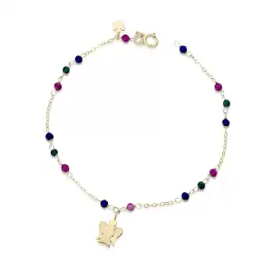 Bracciale con pendente a sagoma Angelo in oro giallo 18 kt